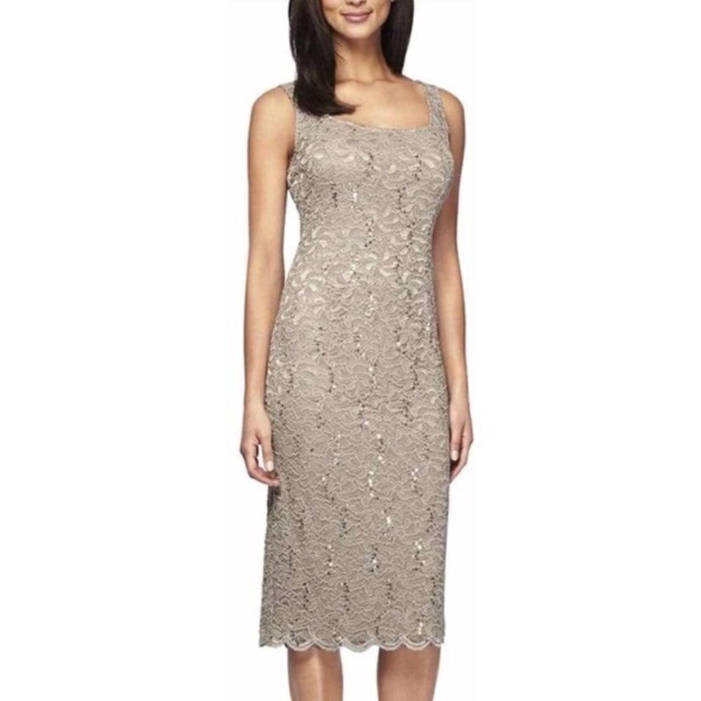 Alex Evenings Allover Lace Midi Dress